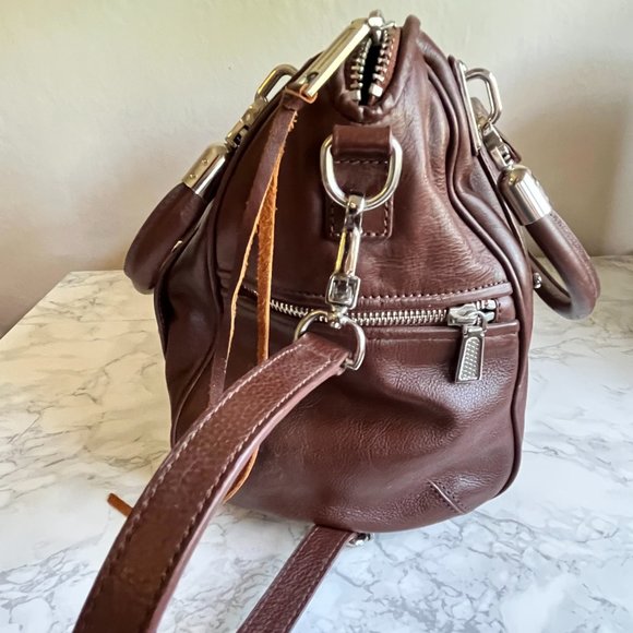 NWOT Rebecca Minkoff Studded Leather Satchel Brown Burgundy - Picture 4 of 6